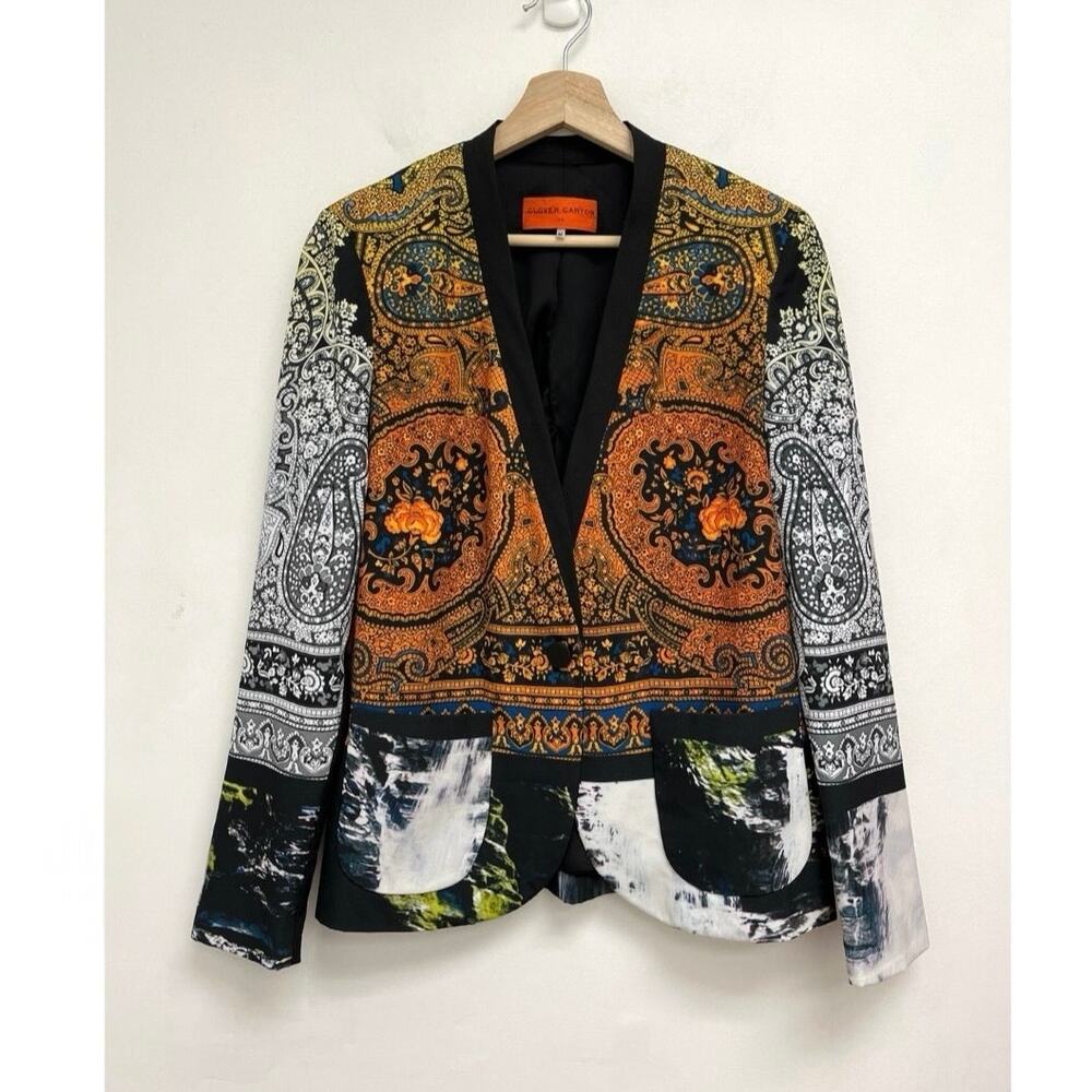 Clover Canyon Ombre Paisley Colorful Print Art To Wear Kaleidoscope Blazer Sml*